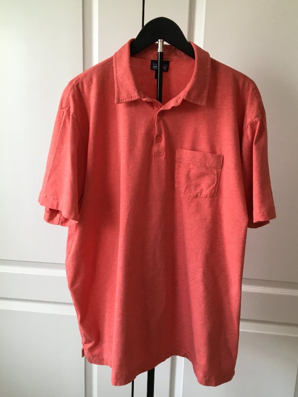 Patagonia Organic Cotton Polo Shirt Men's XXL Coral Heather Pocket Polo